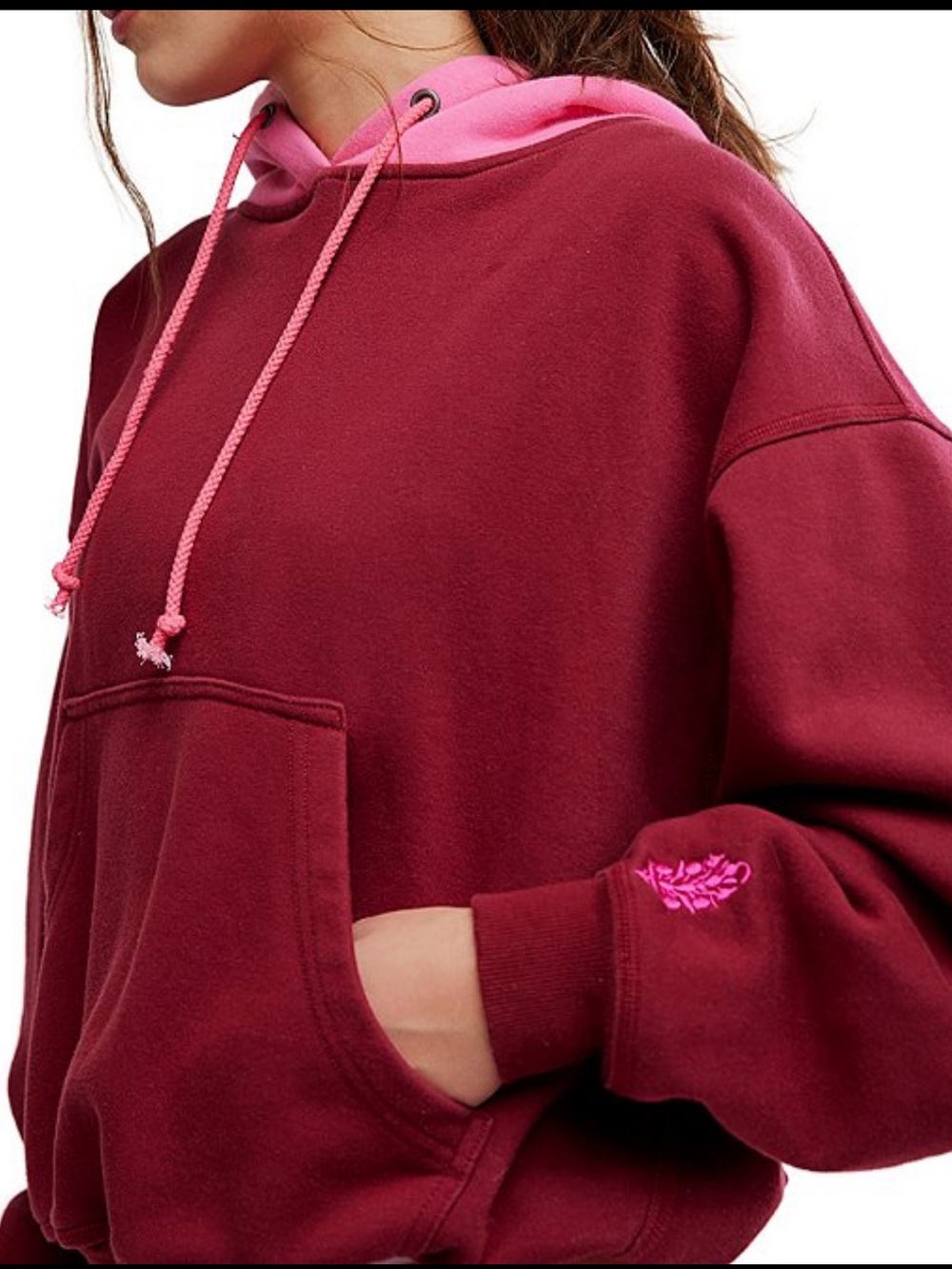 FP Movement FINAL CALL COLORBLOCK HOODIE IN BRICK/HOT PONK COMBO !!!NWT!!! SMALL